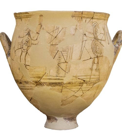 Κρατήρας με παράσταση χορού πολεμιστών, Θρόνος, 11ος αι. π.Χ.